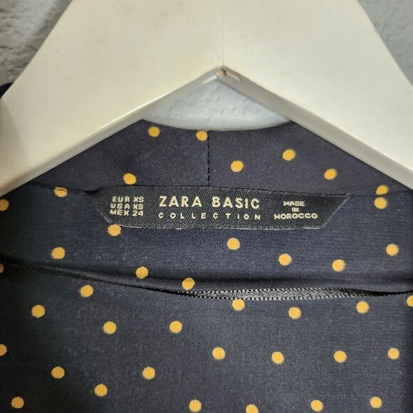 Zara black and gold polkadot tie blouse - Picture 3 of 4